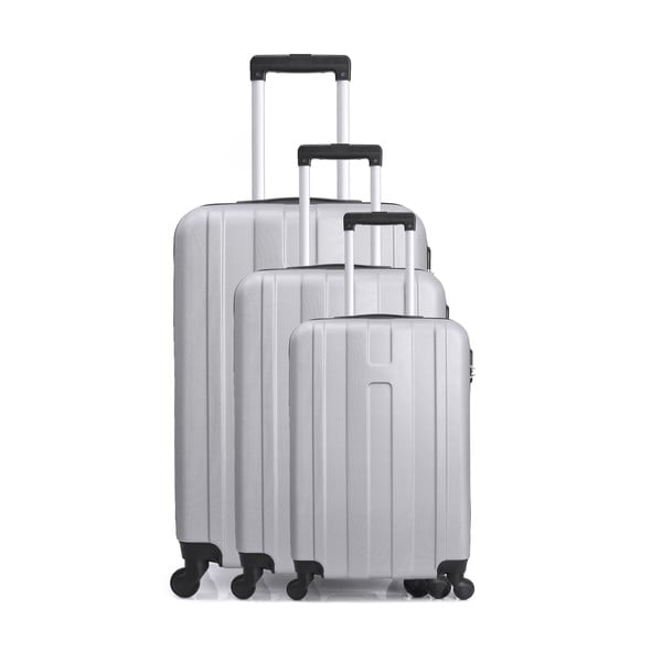 Set 3 valize cu roți pentru călătorie Hero Atlanta, alb - gri