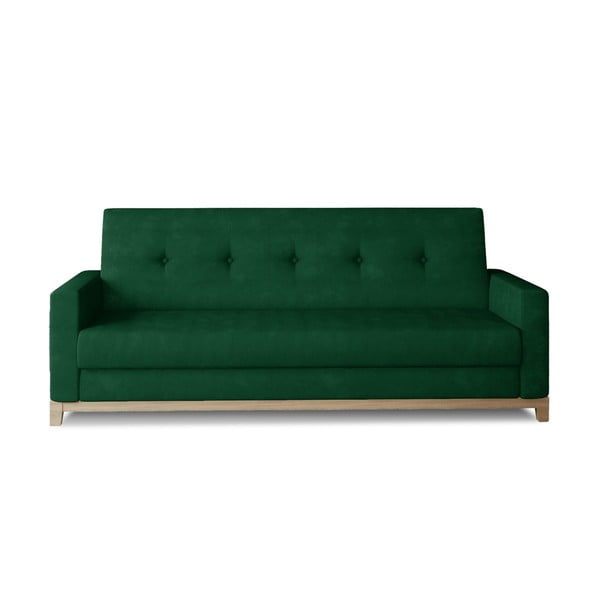 Canapea verde extensibilă/cu spațiu de depozitare cu tapițerie din catifea 216 cm Selene – ELTAP