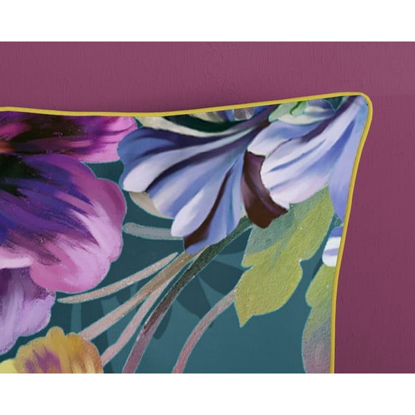 Lenjerie de pat din bumbac organic pentru pat de o persoană Descanso Sunflower, 140 x 200 cm, albastru petrol-image-3