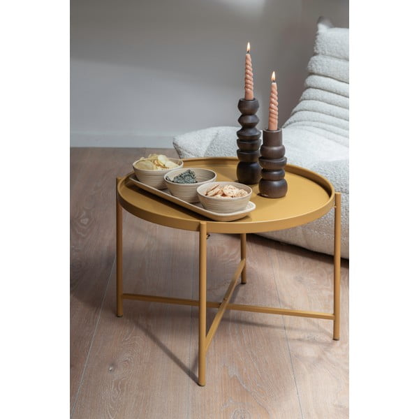 Măsuță de cafea galben ocru rotundă din metal ø 50 cm Meseta  – Leitmotiv-image-1