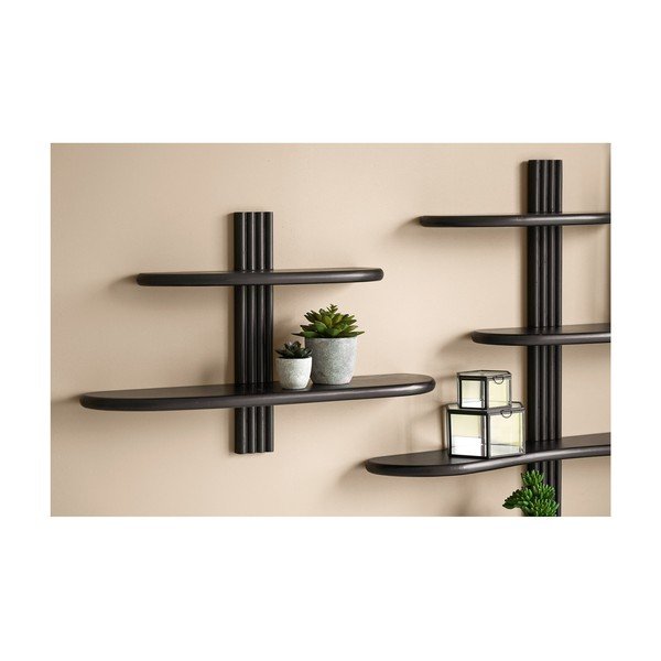 Raft negru etajat din lemn de stejar 65 cm Aliano – House Nordic-image-1