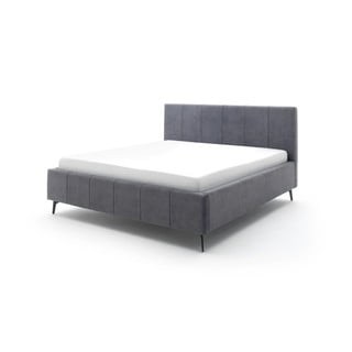 Pat matrimonial 180x200 cm gri antracit tapițat cu spațiu de depozitare cu somieră Lizzano – Meise Möbel