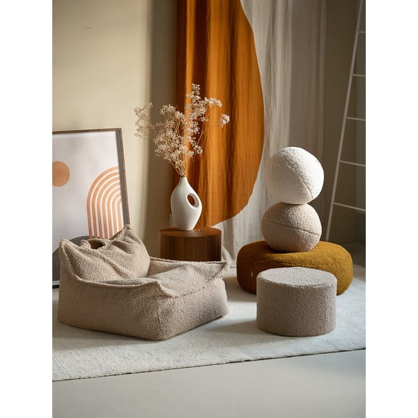 Fotoliu puf pentru copii maro deschis cu tapițerie din țesătură bouclé Chair – Wigiwama-image-4