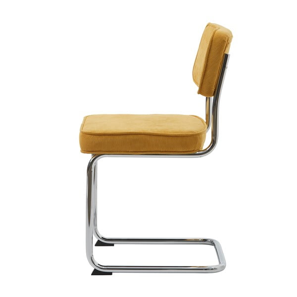 Scaun de dining galben din catifea reiată Rupert – Unique Furniture-image-4