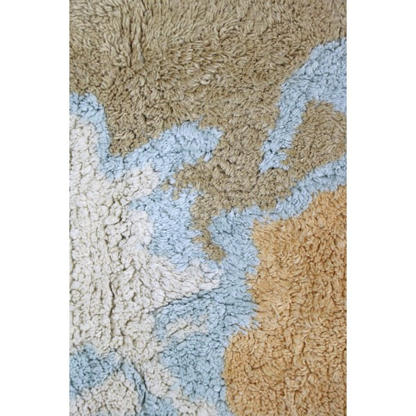 Covor de joacă pentru copii albastru-bej, lavabil, țesut manual din bumbac 70x100 cm Mini Worldmap – Lorena Canals-image-1