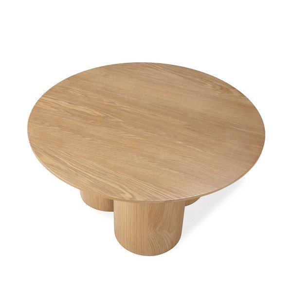 Măsuță de cafea în culoare naturală rotundă cu aspect de lemn de stejar ø 80 cm Lua – MOME-image-4