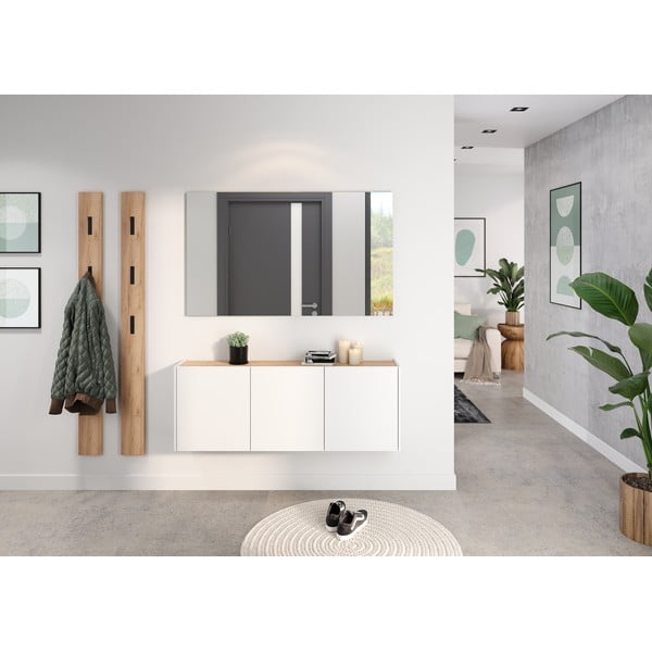 Dulap alb cu aspect de lemn de stejar suspendat 138x52x25 cm Libbiano – Germania-image-1