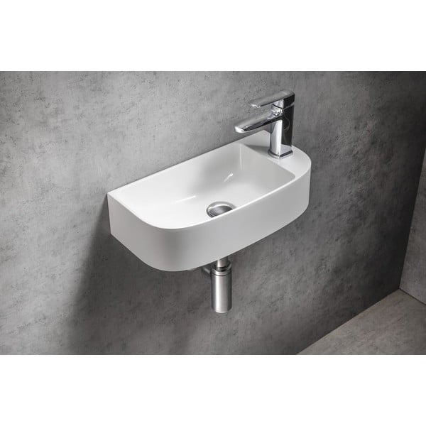 Chiuvetă mică pentru WC albă din compozit mineral 44x22 cm Alga – Sapho-image-1