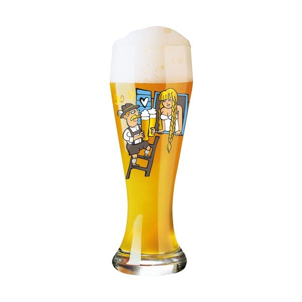 Set pahar din sticlă cristalină pentru bere și 5 suporturi pahare Ritzenhoff Fisherman´s Wife, 390 ml