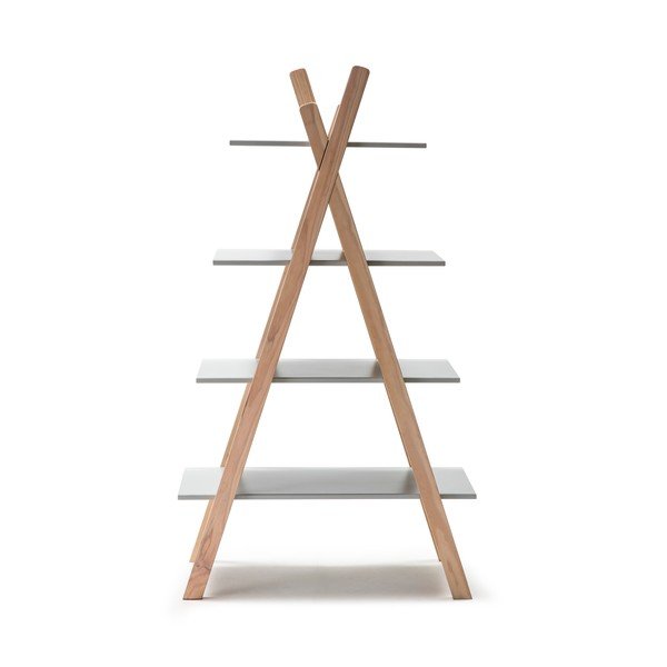 Bibliotecă cu rafturi gri și structură din lemn de pin pentru copii Marckeric Elisa-image-3