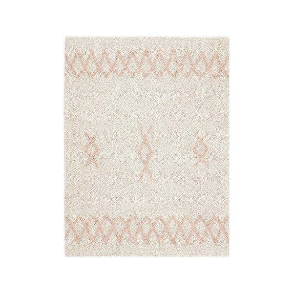 Covor roz/crem lavabil/țesut manual din bumbac 120x160 cm Atlas Natural – Lorena Canals