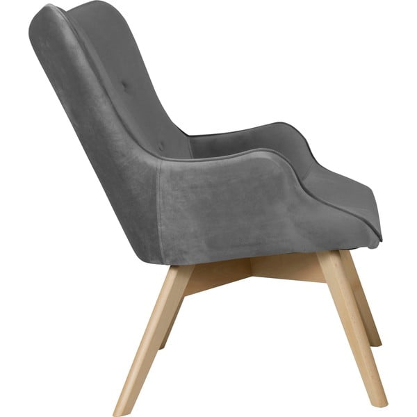 Fotoliu gri cu tapițerie din catifea Niko – Ropez-image-3