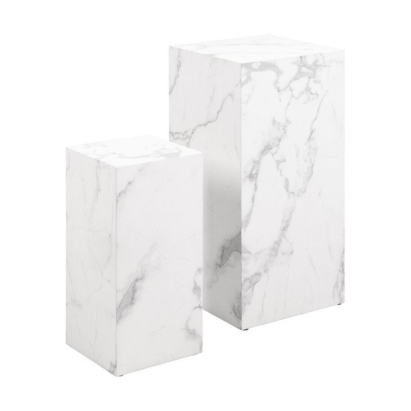 Măsuțe de cafea albe cu aspect de marmură 2 buc. 35x35 cm Dice – Actona-image-2