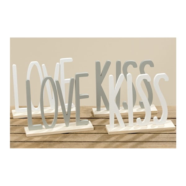 Set de 4 inscripții decorative, Boltze Love. Kiss