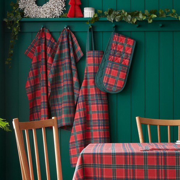 Șorț din bumbac  cu model de Crăciun Christmas Tartan Check – Catherine Lansfield-image-2