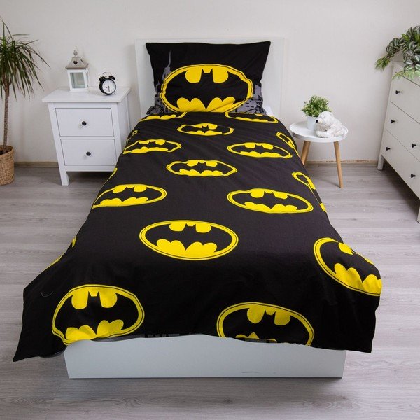 Lenjerie de pat pentru copii din bumbac pentru pat de o persoană 140x200 cm Batman "The Emblem" – Jerry Fabrics-image-2