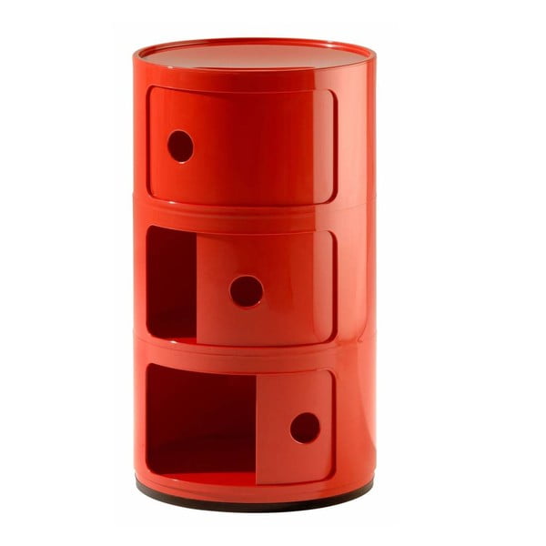 Container cu 3 sertare Kartell Componibili, roșu