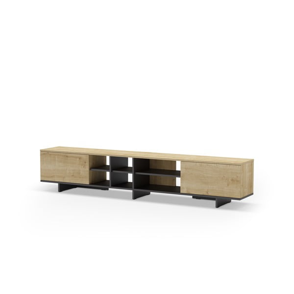 Masă TV în culoare naturală cu aspect de lemn de stejar 230x44 cm Cequoia – Marckeric-image-3