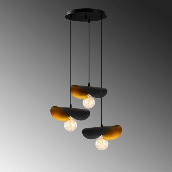 Lustră neagră/aurie cu abajur din metal ø 45 cm Sivani – Opviq lights-image-2