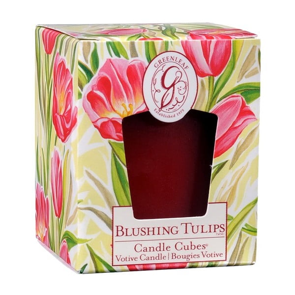 Lumânare parfumată Greenleaf Blushing Tulips, aromă de lalele, 15 ore
