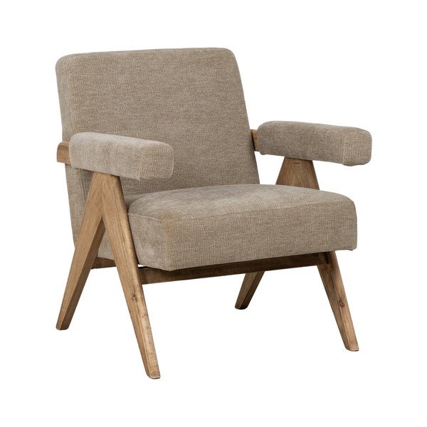 Fotoliu bej cu tapițerie din chenille Rest – Ixia