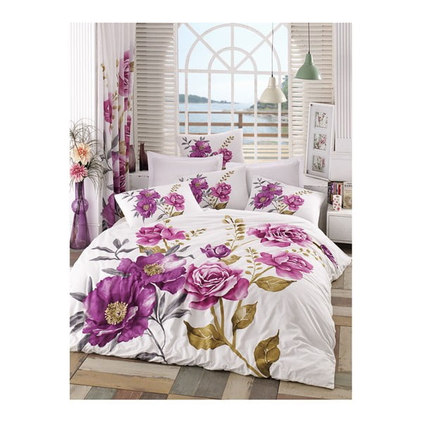 Lenjerie de pat cu cearșaf Celina, 200 x 220 cm, roz