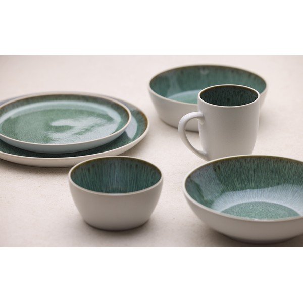 Bol alb/verde din gresie 850 ml Gastro White/Green – Bitz-image-1