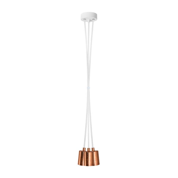Lampă de tavan cu 3 cabluri Bulb Attack Cero, alb - cupru 
