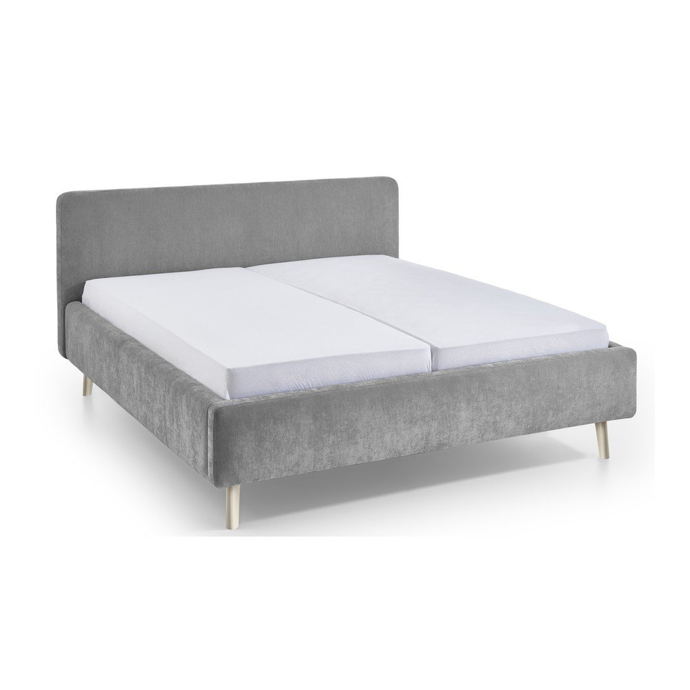 Pat matrimonial gri tapițat fără somieră 160×200 cm Mattis – Meise Möbel