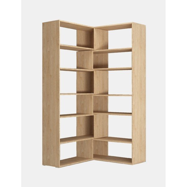 Bibliotecă pe colț Twin, înălțime 179 cm, maro-image-2