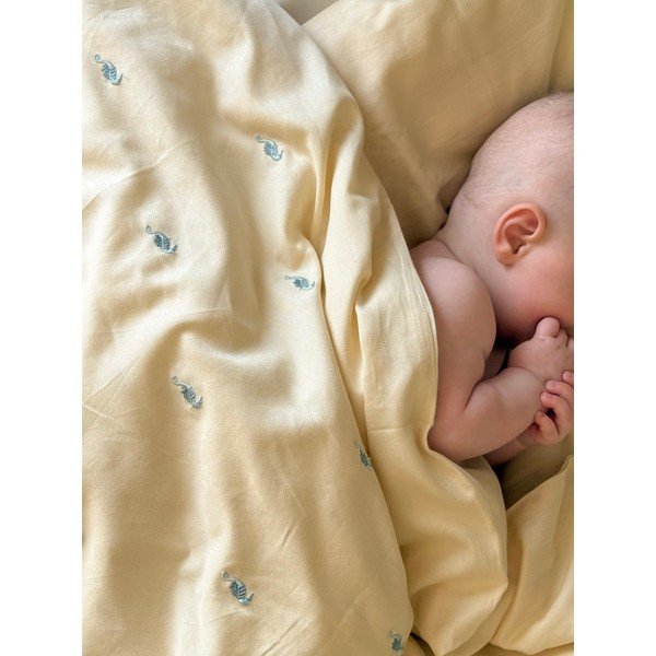 Lenjerie de pat pentru copii, galben-deschis din bumbac organic pentru pătuț 70x100 cm Sea Garden – Cam Cam Copenhagen-image-3