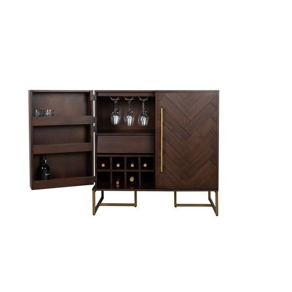 Dulap vinotecă cu aspect de lemn exotic în culoare naturală număr sticle 24, 100x100 cm Class - Dutchbone-image-3