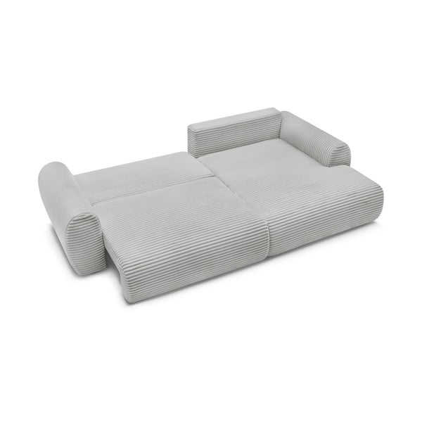 Colțar gri deschis extensibil cu tapițerie din catifea reiată  (cu colț pe partea dreaptă) Lucien – Bobochic Paris-image-4