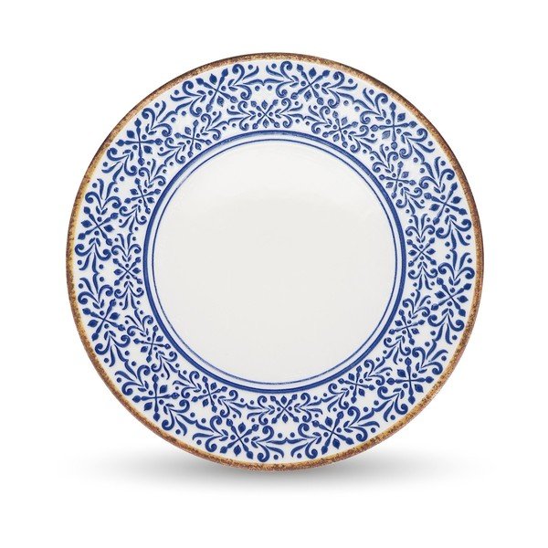 Farfurie albă/albastră pentru servire din porțelan ø 32 cm Azul – BonBistro