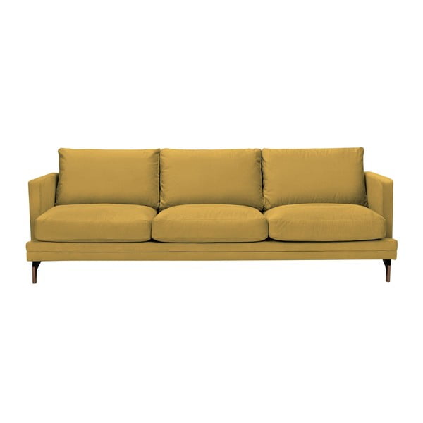 Canapea cu 3 locuri și picioare metalice aurii Windsor & Co Sofas Jupiter, galben
