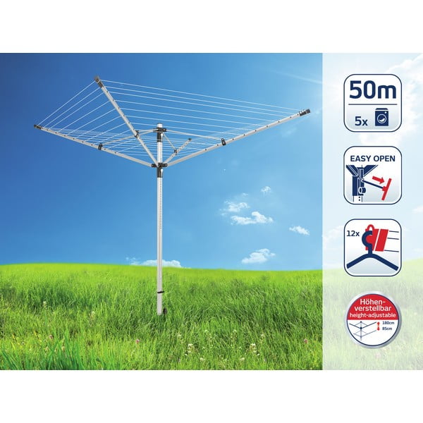 Uscător de rufe argintiu pentru grădină 50 m LinoLift 500 – LEIFHEIT-image-1
