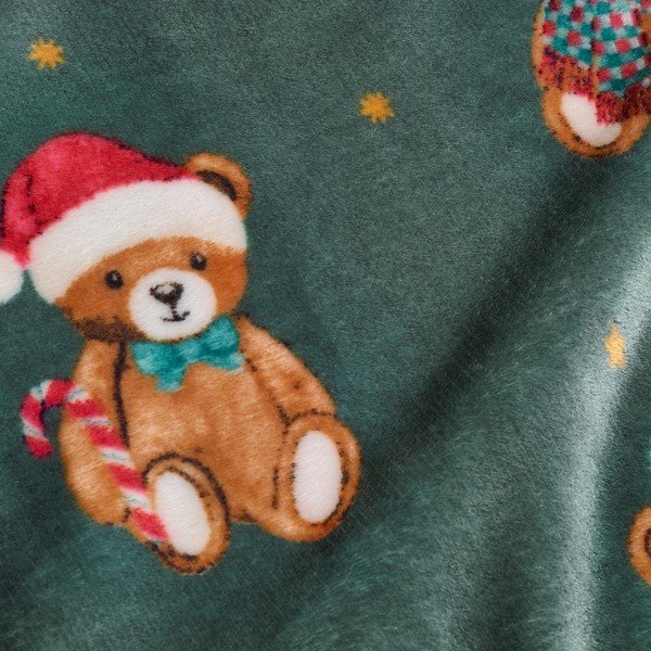Pătură verde-închis 170x130 cm  cu model de Crăciun Christmas Tartan Teddy Bear – Catherine Lansfield-image-3