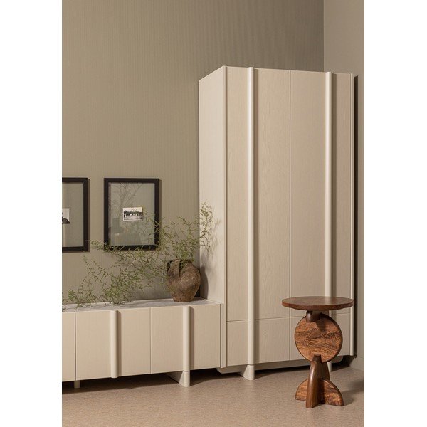 Dulap modular crem din lemn masiv de pin 101x210 cm Basu – WOOOD-image-1