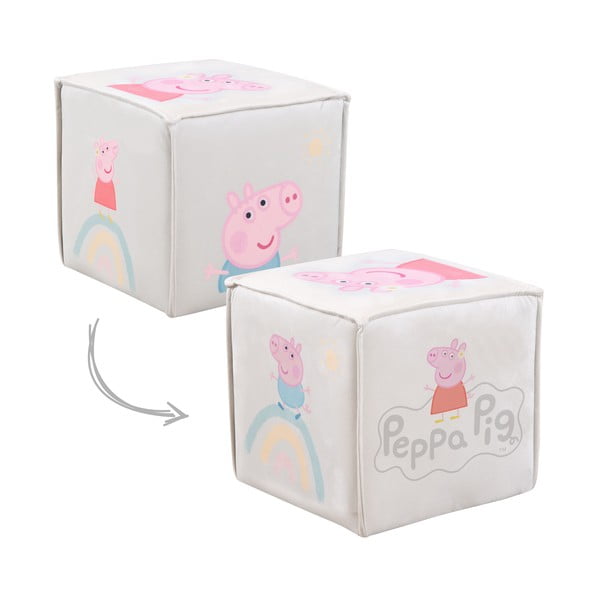 Puf de copii alb cu tapițerie din catifea Peppa Pig – Roba-image-2