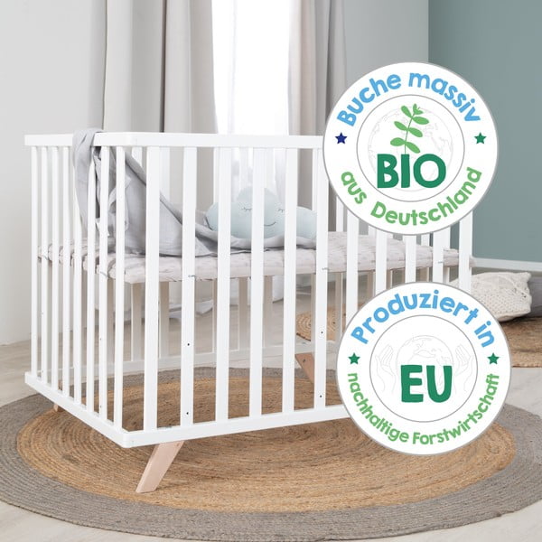 Țarc pentru copii în culoare naturală din lemn de fag cu înălțime reglabilă 75x100 cm Lil Planet – Roba-image-4