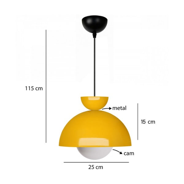 Lustră galbenă cu abajur din metal ø 25 cm Arta – Opviq lights-image-2