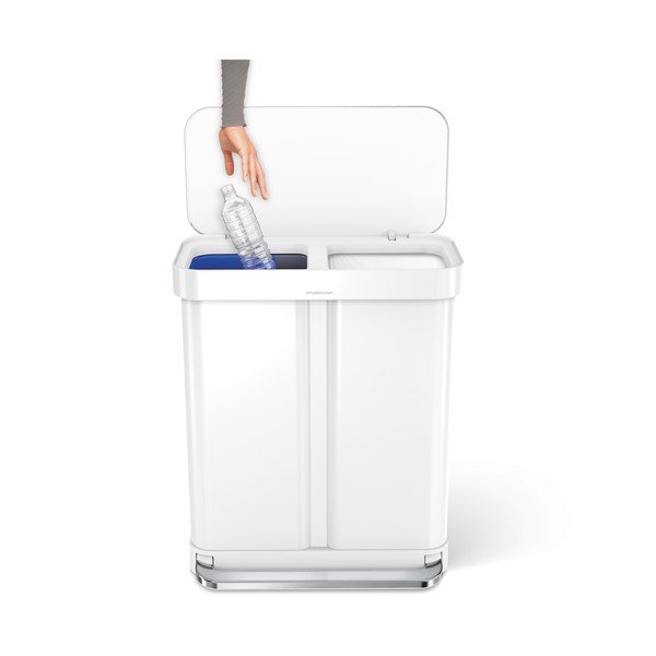 Coș de gunoi alb pentru reciclare/cu pedală 34+24 l din oțel Dual – simplehuman-image-3