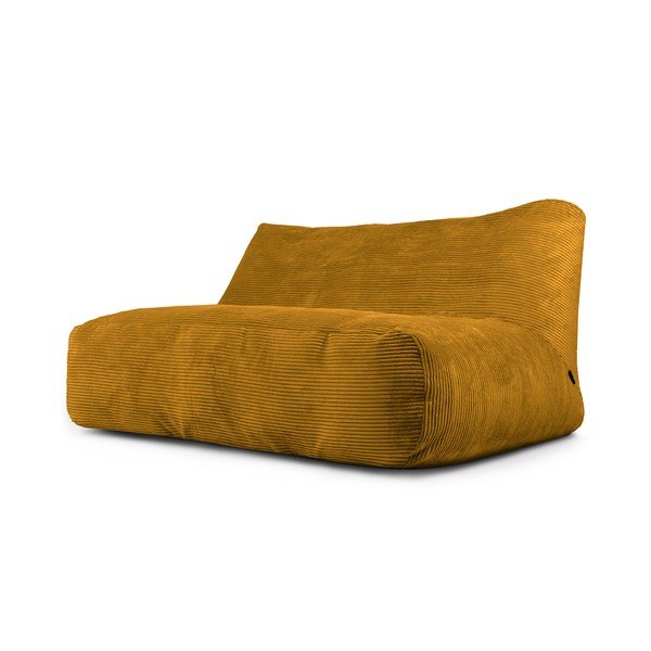 Fotoliu bean bag galben muștar cu tapițerie din catifea reiată Sofa Tube 160 – SLOWDOWN