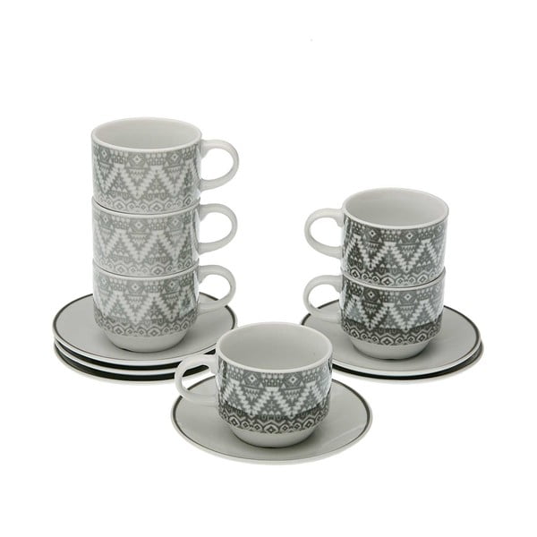 Set 6 cești pentru ceai cu farfurie și suport VERSA Ornament
