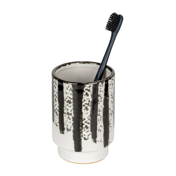 Suport pentru periuța de dinți alb-negru din ceramică Subiza – Wenko-image-2