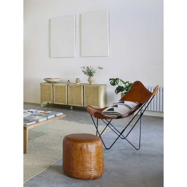 Puf din piele Kave Home Cesia, maro-coniac-image-4