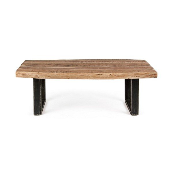 Măsuță de cafea neagră/în culoare naturală cu blat din lemn de acacia 70x120 cm Elmer – Bizzotto-image-2