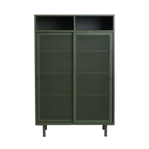Dulap verde închis din metal cu ușă glisantă 90x140x40 cm Veep – Unique Furniture