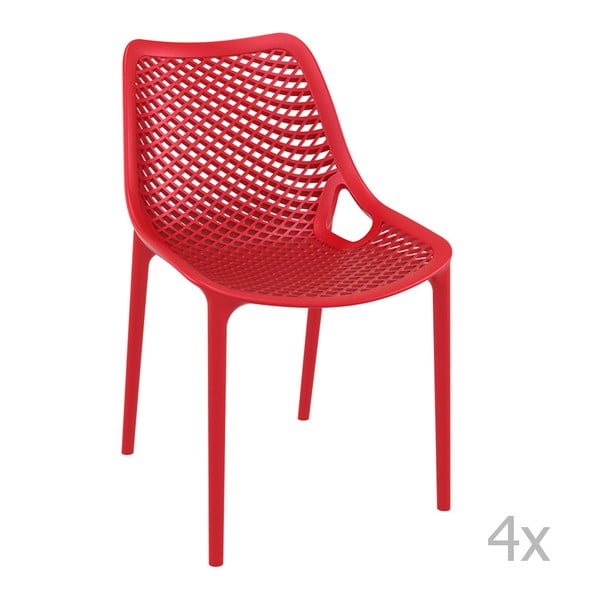 Set 4 scaune grădină Resol Grid, roșu