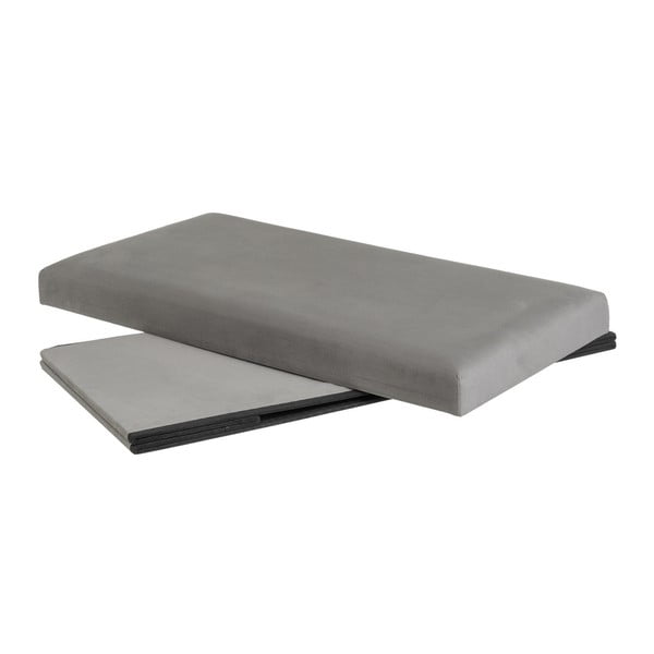 Taburet gri deschis cu tapițerie din catifea Estela – Casa Selección-image-2